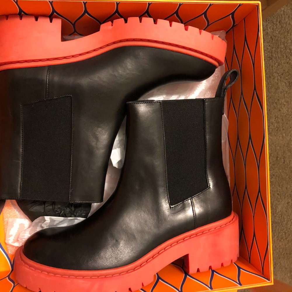 Kenzo Leather Moto Boots with Lug Sole